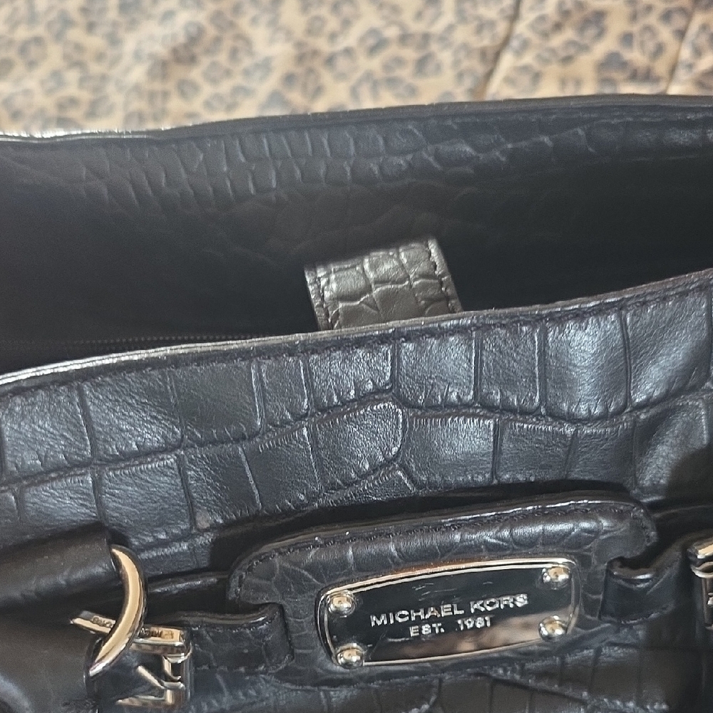 Michael Kors Black Embossed Satchel - Picture 9 of 11